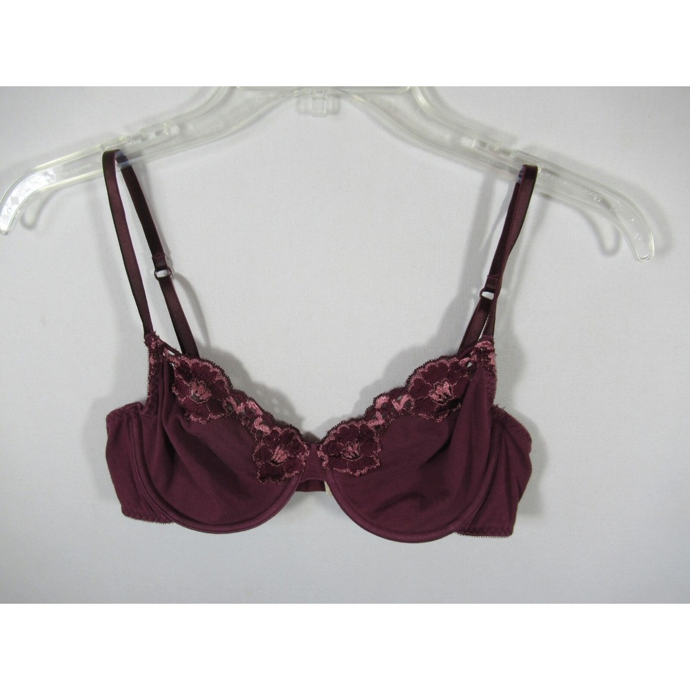 Vintage Y2K Banana Republic Unlined Bra 34C Purple Lace Underwire